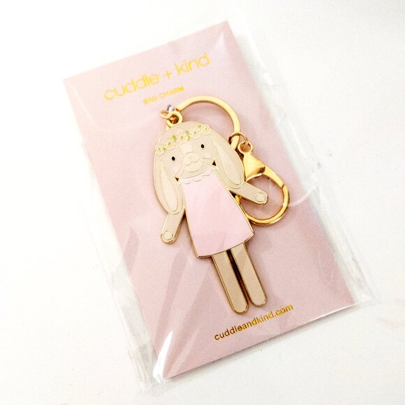 NEW Cuddle + Kind Bag Charm Cute Pink Bunny Gold Kids Accessory Gift Clip-On - Picture 1 of 2